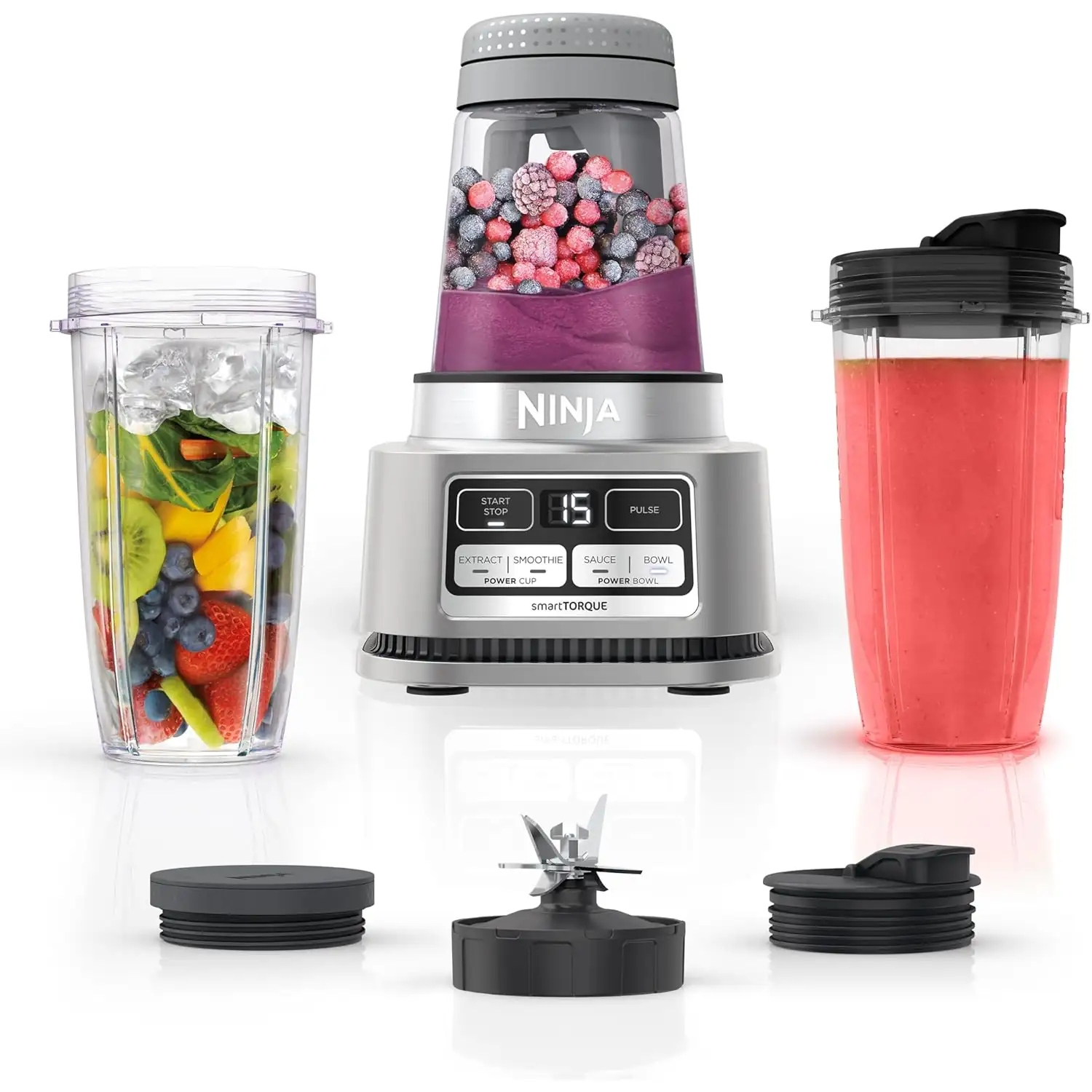 Ninja SS101 Foodi Power Nutri Duo Smoothie Bowl Maker and Personal Blender Mixer - Silver